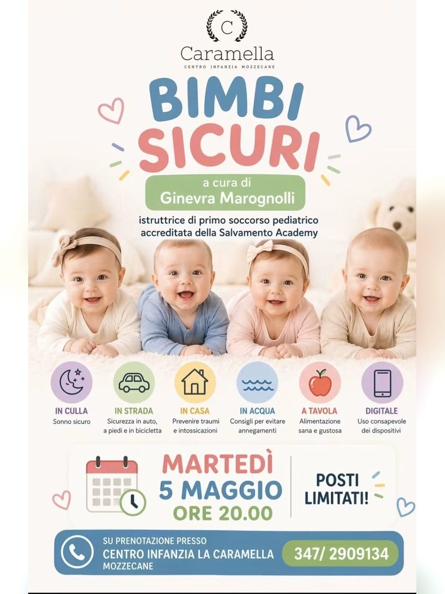 Tavola dell’incontro “Bimbi sicuri” di primo soccorso pediatrico per i genitori