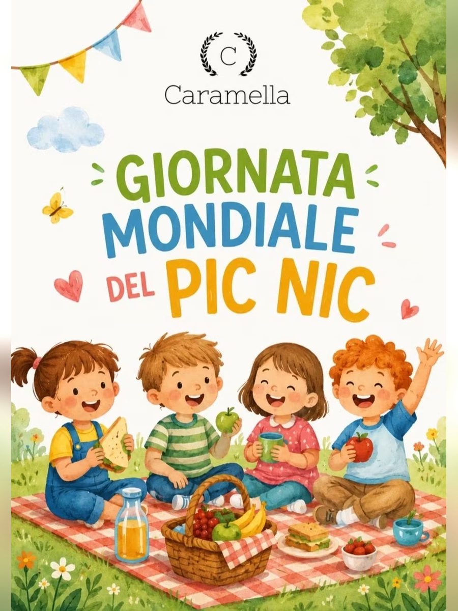 Tavola della giornata mondiale del pic nic, con la merenda sul prato