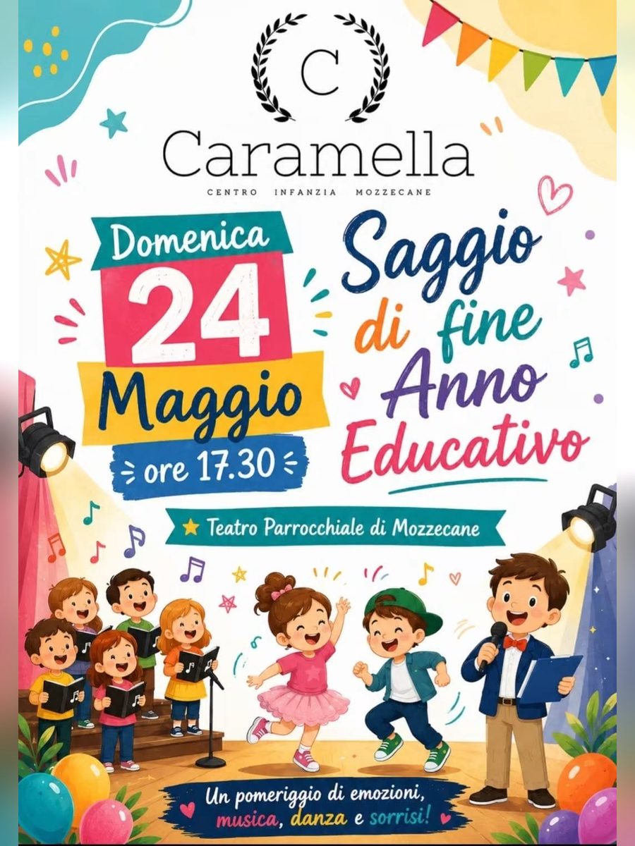Tavola del saggio di fine anno educativo al teatro parrocchiale di Mozzecane