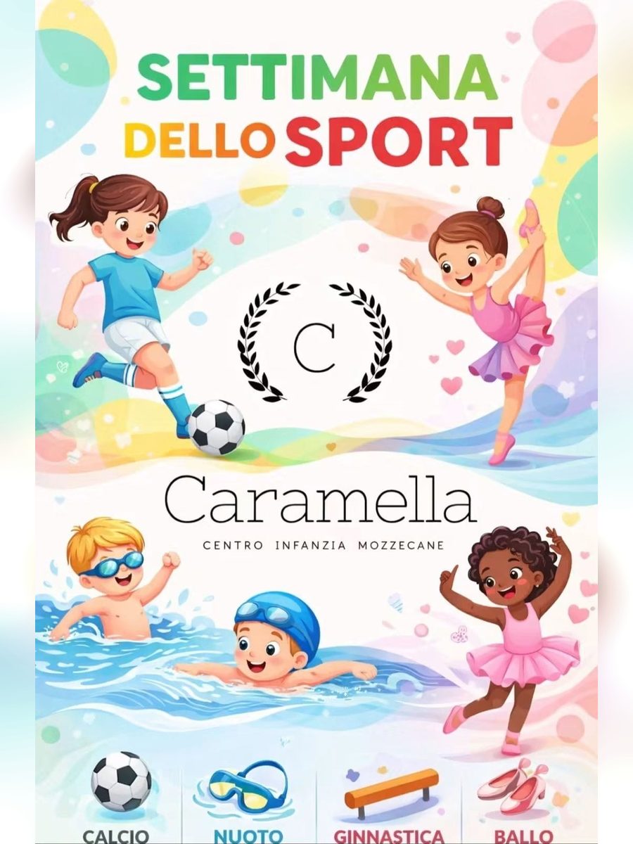 Tavola della settimana dello sport: calcio, nuoto, ginnastica e ballo